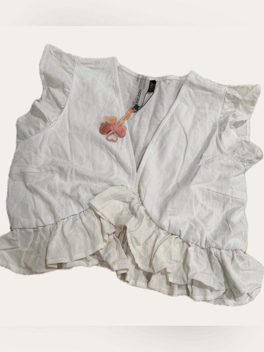 White Ruffle Tie-Front Top